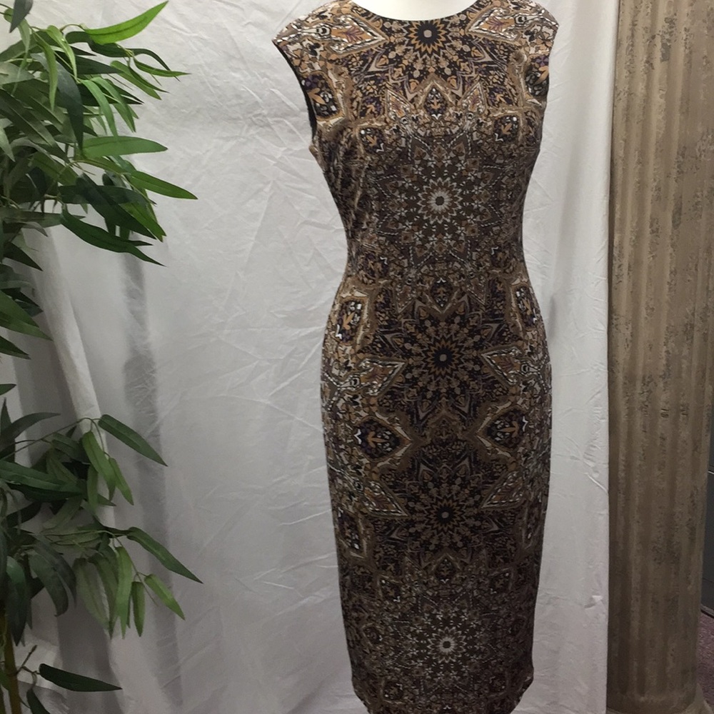 Muggy L Brown Cap Sleeve Midi Dress
